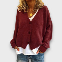 Shamira – Strickcardigan in Kastanienbraun