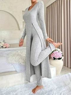 Zayda – Elegantes Zweiteiliges Strick Set in Grau