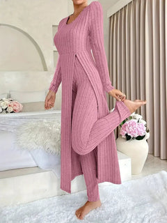 Zayda – Elegantes Zweiteiliges Strick Set in Rosa