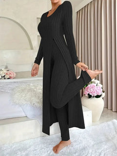 Zayda – Elegantes Zweiteiliges Strick Set in Schwarz
