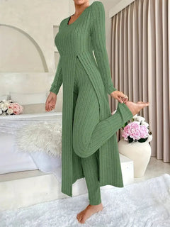 Zayda – Elegantes Zweiteiliges Strick Set in Grün