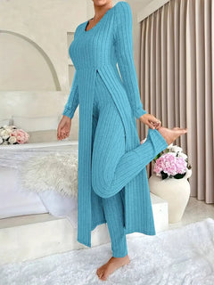 Zayda – Elegantes Zweiteiliges Strick Set in Blau