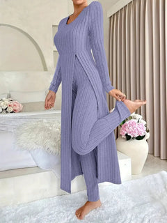 Zayda – Elegantes Zweiteiliges Strick Set in Hellviolett