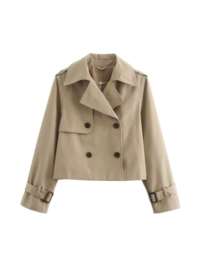 Damen Trenchcoat mit Reverskragen und Gürtelmanschetten