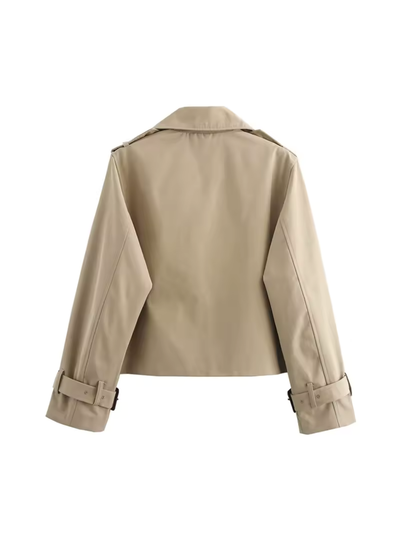 Damen Trenchcoat mit Reverskragen und Gürtelmanschetten