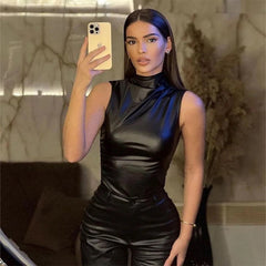 CARA™ | Ledertop in Schwarz