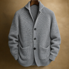 Quentin - Rippstrick-Cardigan in Grau