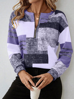 Tricia™ – Sweatshirt mit Grafikprint und Reißverschluss in Lila
