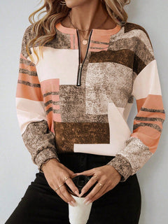Tricia™ – Sweatshirt mit Grafikprint und Reißverschluss in Orange