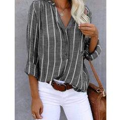 Melina®️™ | Elegante gestreifte Bluse in Grau