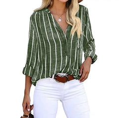Melina®️™ | Elegante gestreifte Bluse in Grün