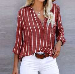 Melina®️™ | Elegante gestreifte Bluse in Rot