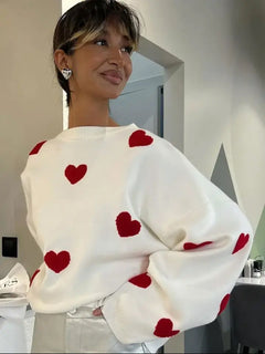 ANGEL™ | Love Sweater in Weiß-rot
