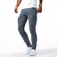Samuel™ | Stretch Denim Cargo-Hose in Grau