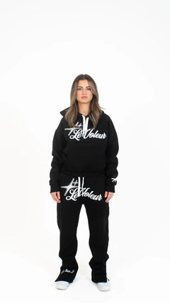 LT2 Unisex Hoodie und Jogginghosen Set in Schwarz/Weiß