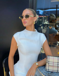 Mary - Retro Ovaler Metallrahmen Sonnenbrille mit getönten Gläsern in Schwarz/Gold