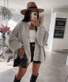 NORA™ | Oversized Cardigan in Grau