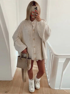 NORA™ | Oversized Cardigan in Weiß-beige