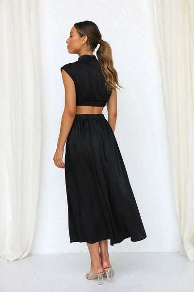 Alexia - Hoch Tailliertes Plissee-Maxikleid
