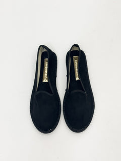 Fri | Damen Friulanische Samt-Schuhe – Weiche Samt Hausschuhe in Schwarz