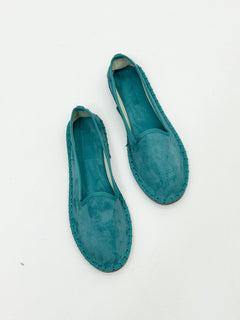 Fri | Damen Friulanische Samt-Schuhe – Weiche Samt Hausschuhe in Türkis