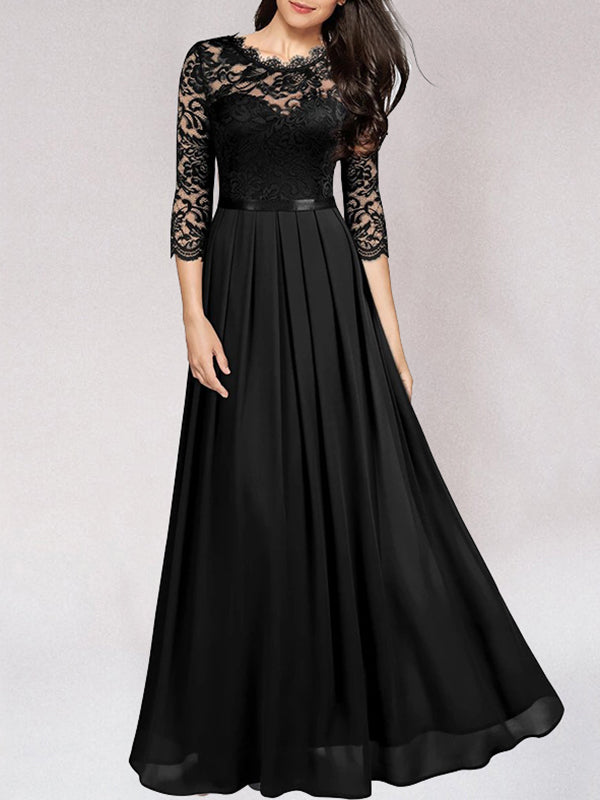 Tabitha - langes, elegantes Brautjungfernkleid aus fließender Spitze
