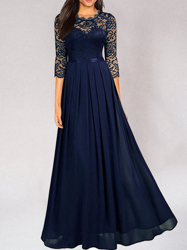 Tabitha - langes, elegantes Brautjungfernkleid aus fließender Spitze