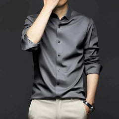 Justin | Herren Elegantes Business Hemd in Grau