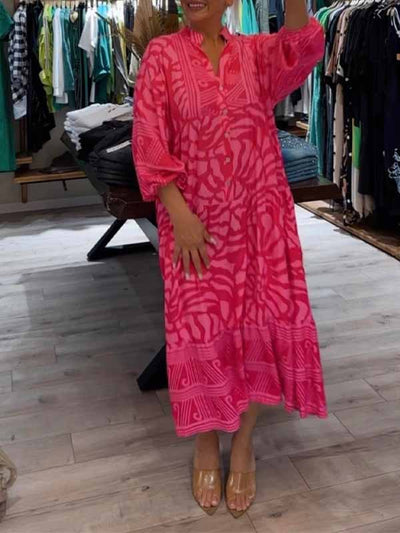 Lockeres Bedrucktes Kleid mit Knöpfen für Damen