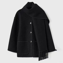 Viona | Bequeme Wollumhangjacke in Schwarz