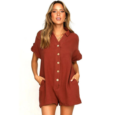 Geknöpfter Jumpsuit Kurzer für Damen
