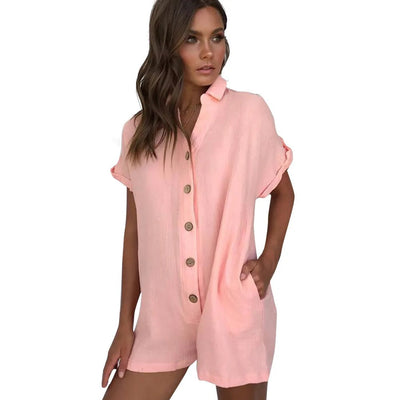 Geknöpfter Jumpsuit Kurzer für Damen