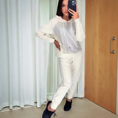 Lumière™ Set in Charmantem, Funkelndem Strass-Sweatshirt / Verleihen Sie Lhrem Herbst/Winter Mehr Charme und Glamour! in Weiß