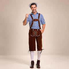 Thomas - Vintage-Oktoberfest-Hosenträger-Set in Blau / Braun