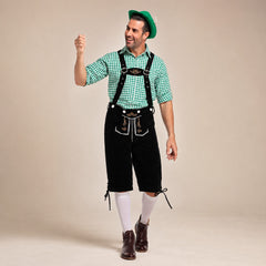 Thomas - Vintage-Oktoberfest-Hosenträger-Set in Grün / Schwarz