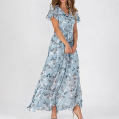 Lea - Ein vielseitiges Blumen-Midikleid für jede Gelegenheit in Blau