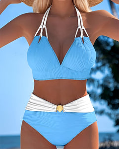 Camille - Schicker Bikini mit hoher Taille in Blau