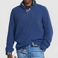 Sean - Herrenpullover mit Reißverschluss in Blau
