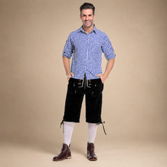 Thomas - Vintage-Oktoberfest-Hosenträger-Set in Blau / Schwarz