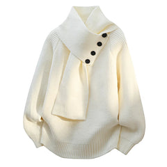 Clara | Schalkragen Strick Pullover in Weiß