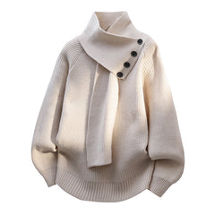 Clara | Schalkragen Strick Pullover in Beige