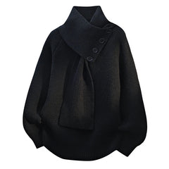 Clara | Schalkragen Strick Pullover in Schwarz