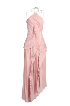 Sancia - Gestuftes Midikleid mit Rüschen in Rosa