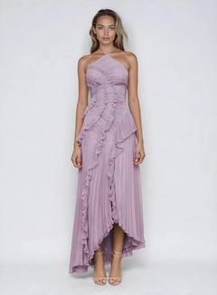 Sancia - Gestuftes Midikleid mit Rüschen in Lavendel