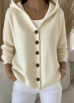 Isabel | Damen Casual Kapuze Strickjacke in Beige