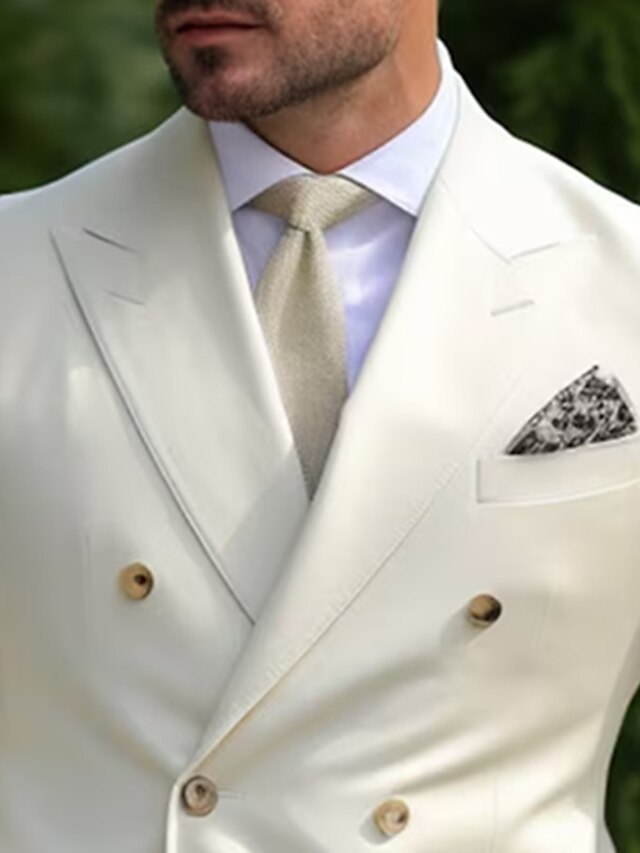 Moderner Slim Fit Hochzeitsgast Anzug für Herren | Elfenbein