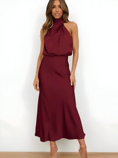 Carris | Elegantes Satinkleid in Rot