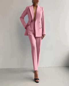 Marva - Damen Blazer‑Hosen‑Set in Rosa