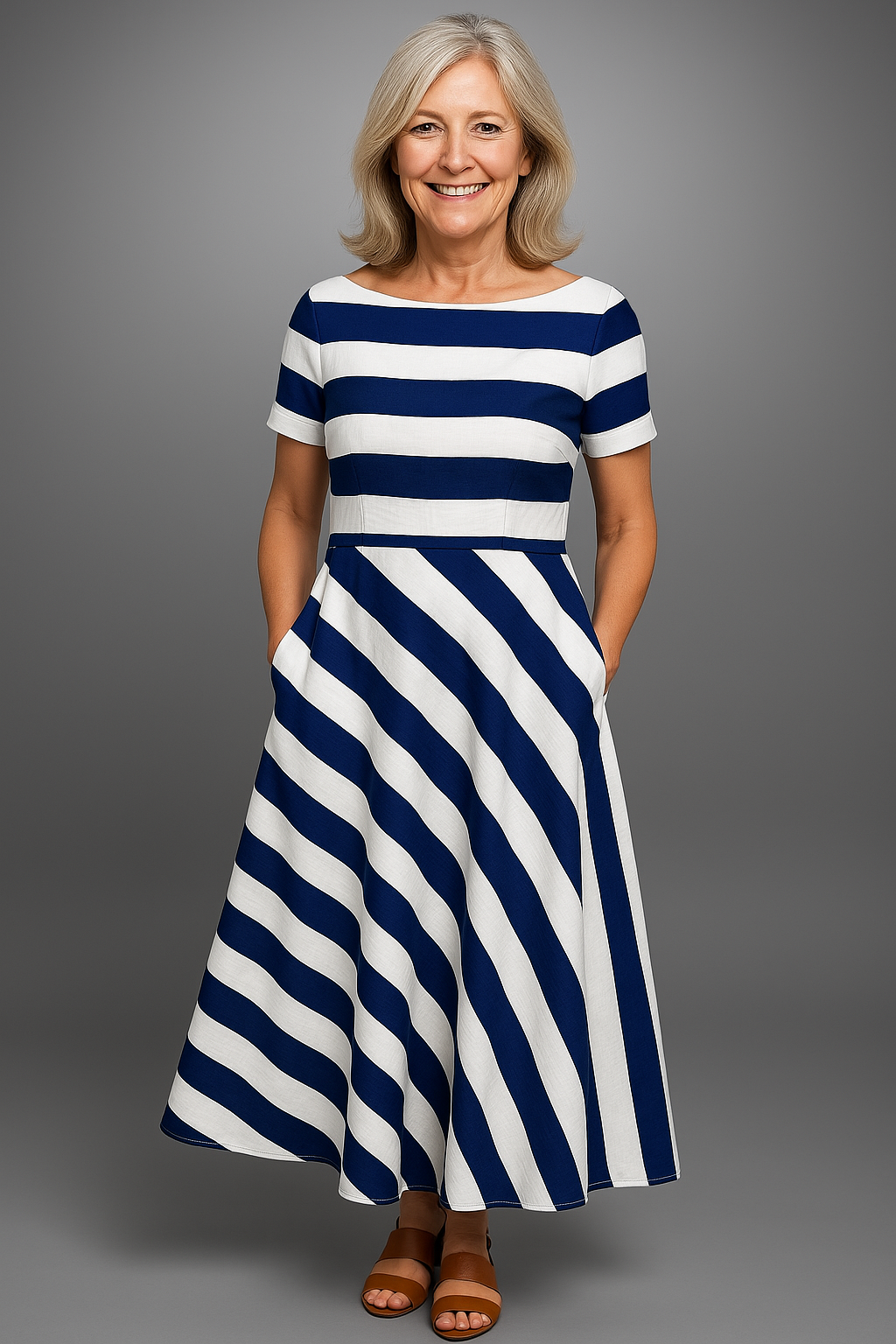 Adelheid©️ | Handgemachtes langes gestreiftes Kleid