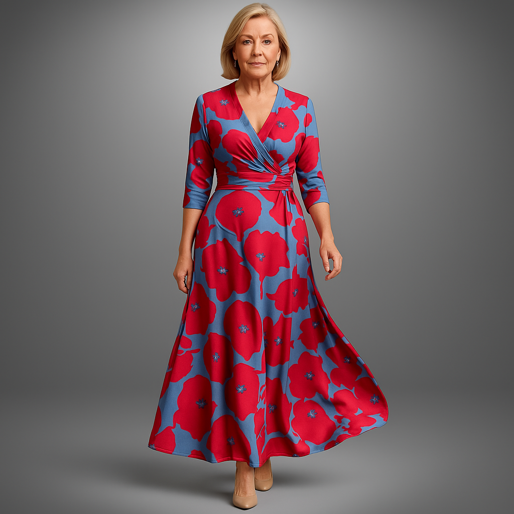 Anneliese©️ | Langes, kunsthandwerkliches Damenkleid mit eleganter Optik